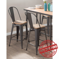 LumiSource CS-ORHB GY+BN2 Oregon High Back Counter Stool Set of 2 in Grey Brown